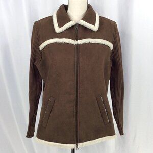Shaver Lake Faux Suede‎ Shearling Sherpa Jacket Womens Size Medium Brown Western